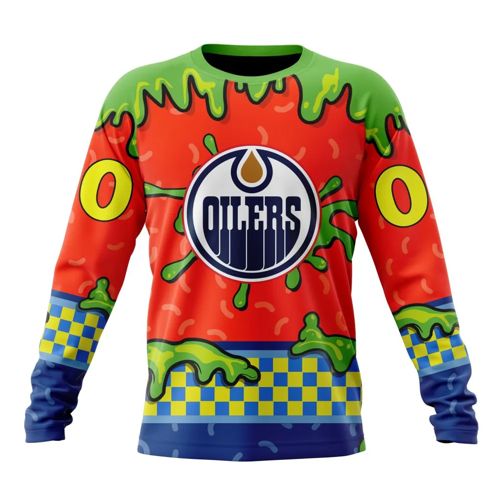 NHL Edmonton Oilers Special Nickelodeon Design St2301 Long Sleeved Sweatshirt 