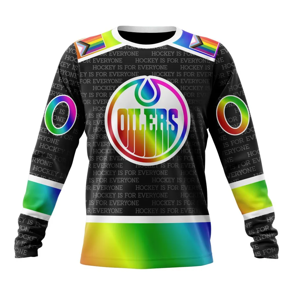 NHL Edmonton Oilers Special Pride Design Hockey Is For Everyone Long Sleeved Sweatshirt 