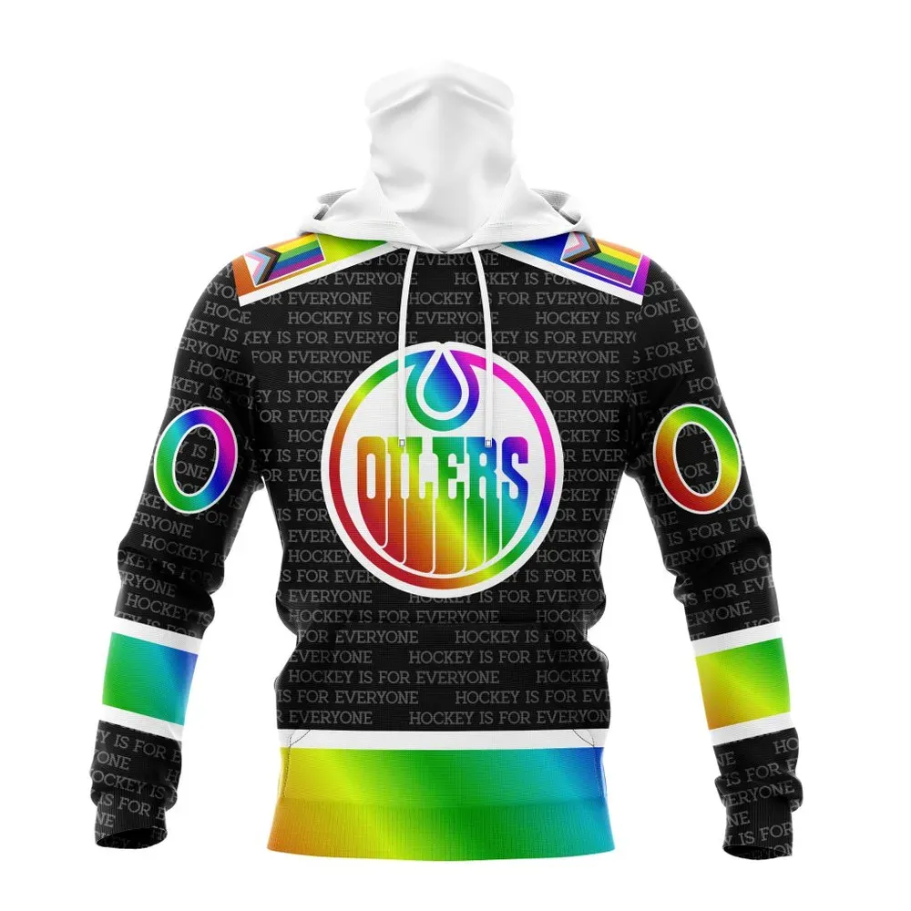 NHL Edmonton Oilers Special Pride Design Hockey Is For Everyone Mask Hoodie