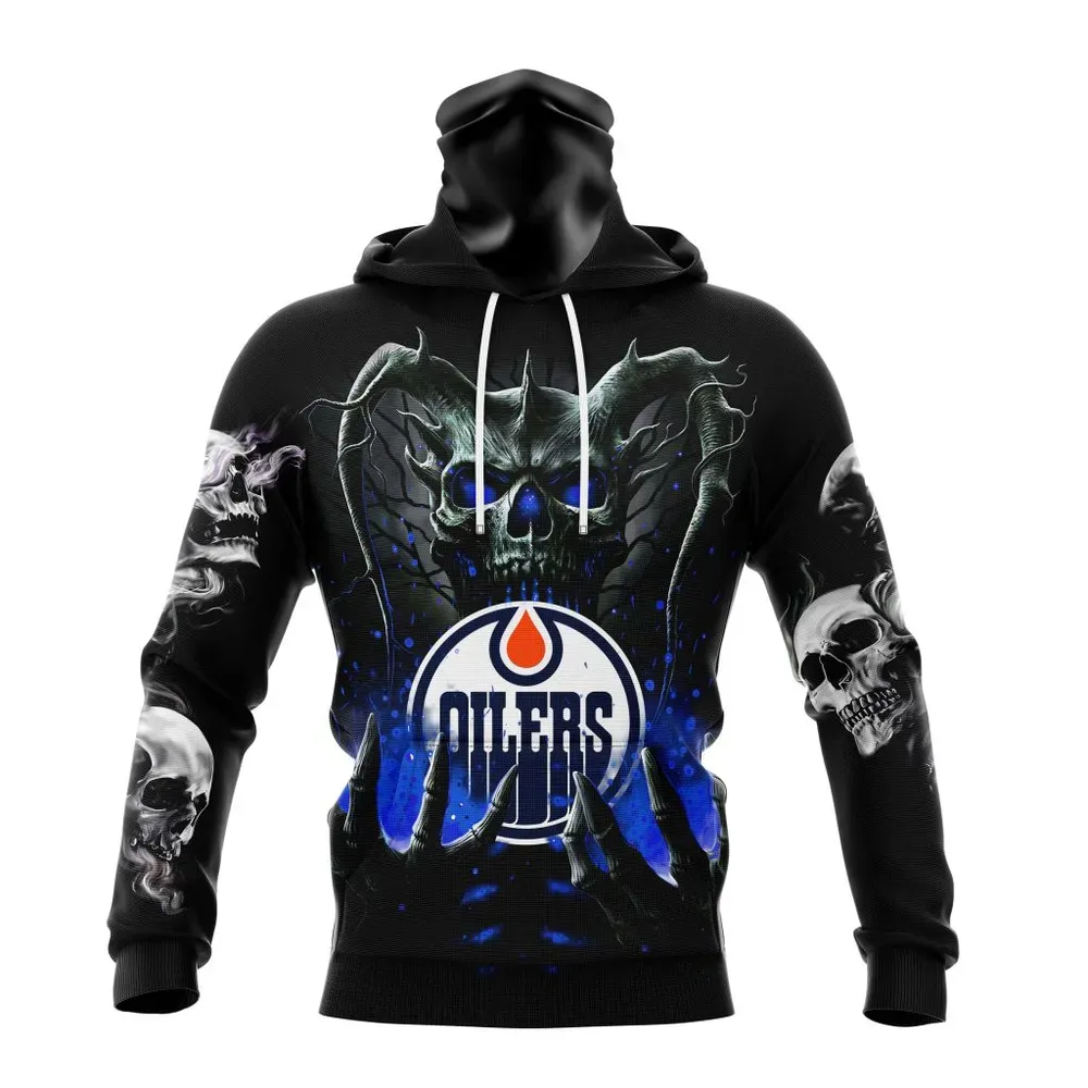 NHL Edmonton Oilers Special Skull Art Design St2301 Mask Hoodie