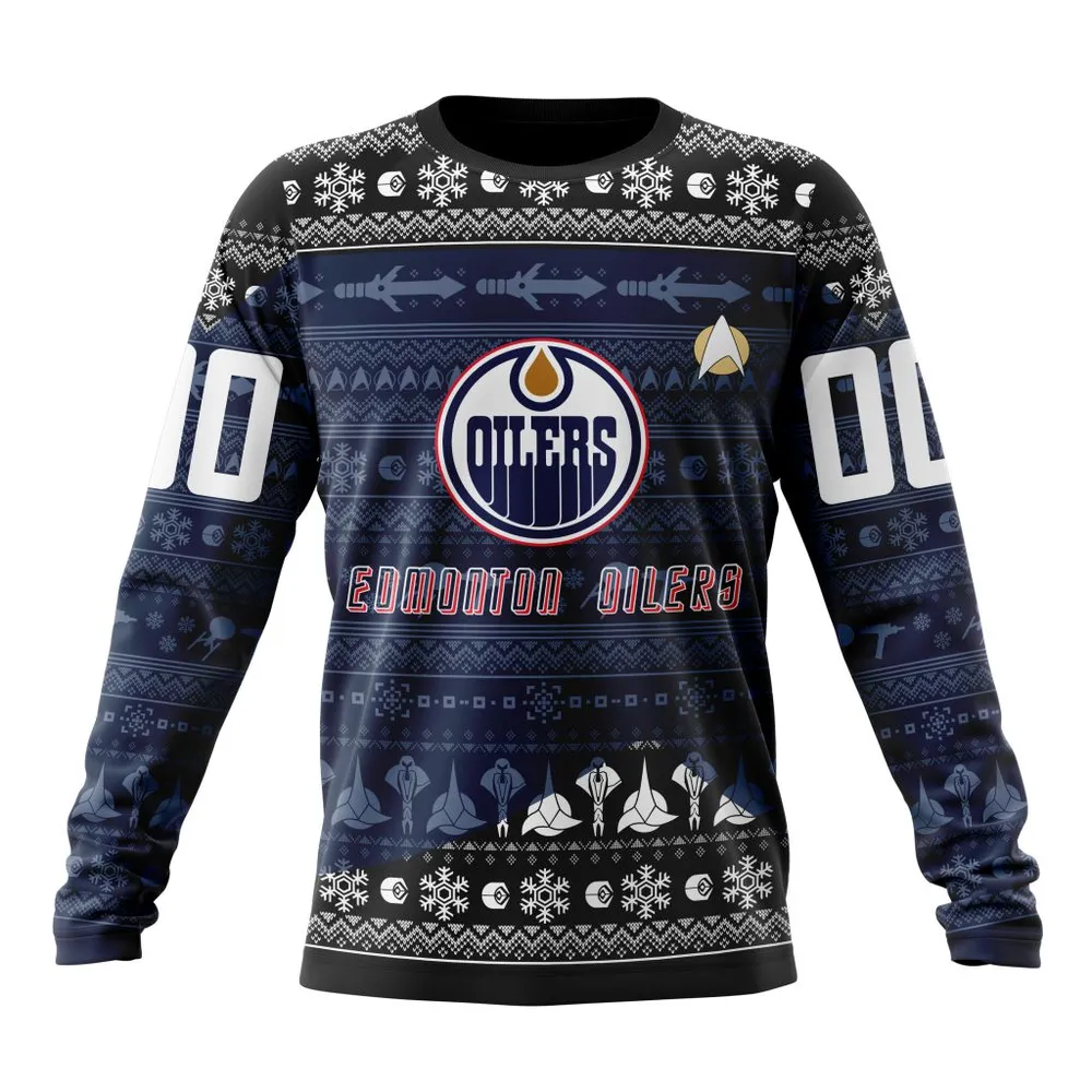 NHL Edmonton Oilers Special Star Trek Design St2201 Long Sleeved Sweatshirt 