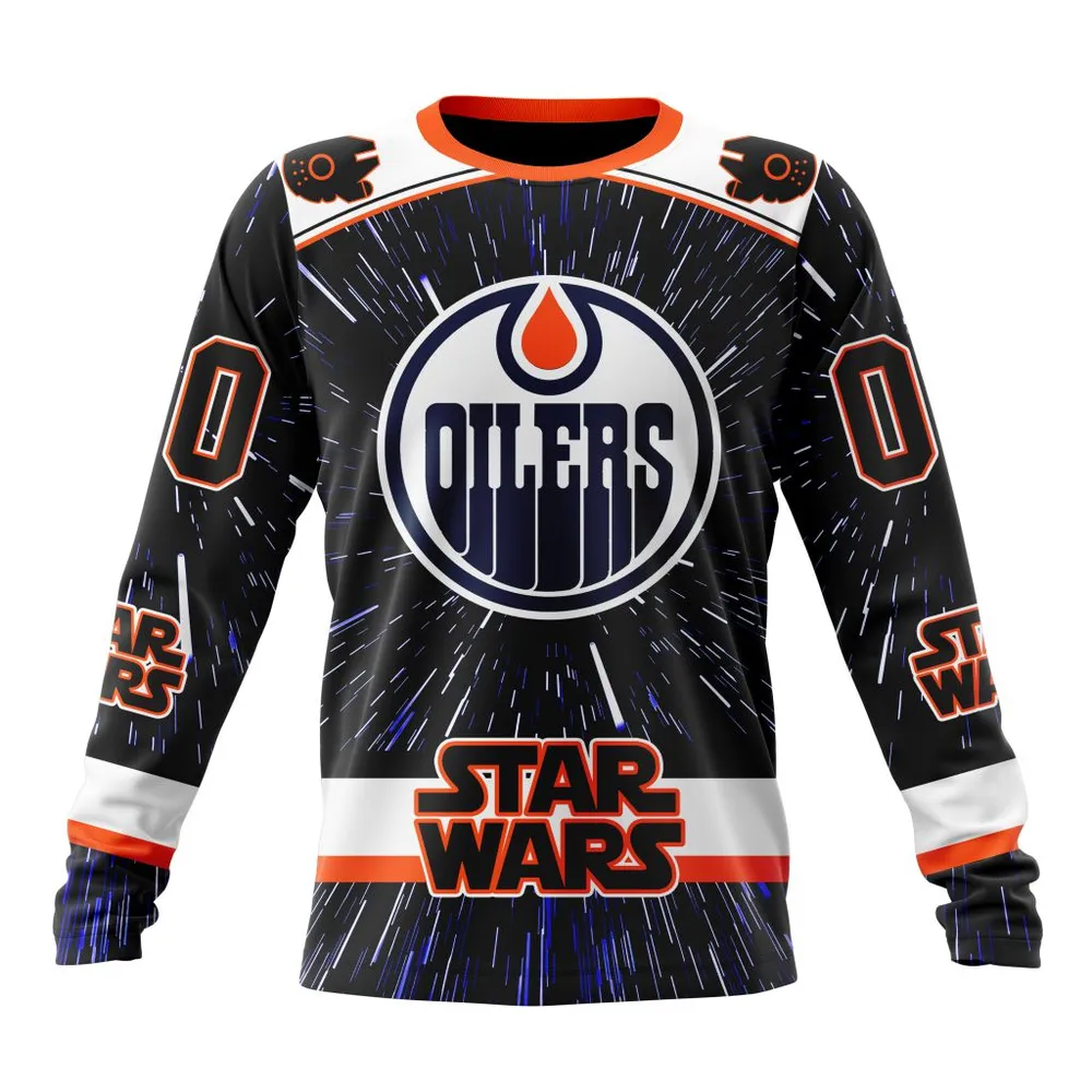 NHL Edmonton Oilers Special Star Wars Design St2303 Long Sleeved Sweatshirt 