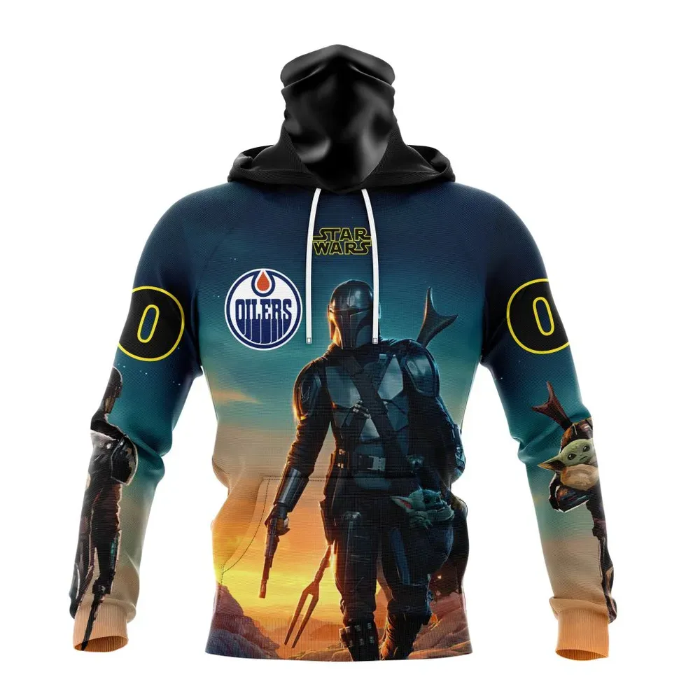 NHL Edmonton Oilers Special Star Wars The Mandalorian Design St2401 Mask Hoodie