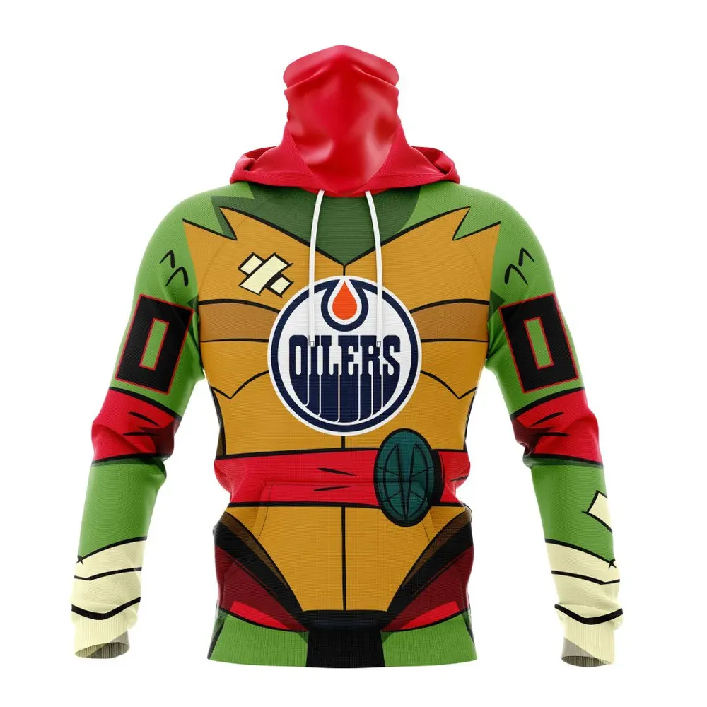 NHL Edmonton Oilers Special Teenage Mutant Ninja Turtles Design St2301 Mask Hoodie