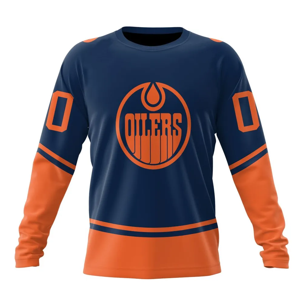 NHL Edmonton Oilers Special Two-Tone Design St2401 Long Sleeved Sweatshirt 