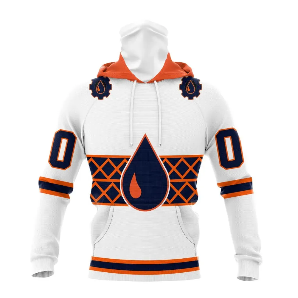 NHL Edmonton Oilers Special Whiteout Design St2401 Mask Hoodie