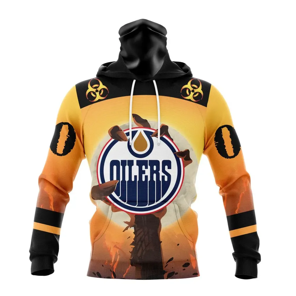 NHL Edmonton Oilers Special Zombie Design For Halloween St2305 Mask Hoodie