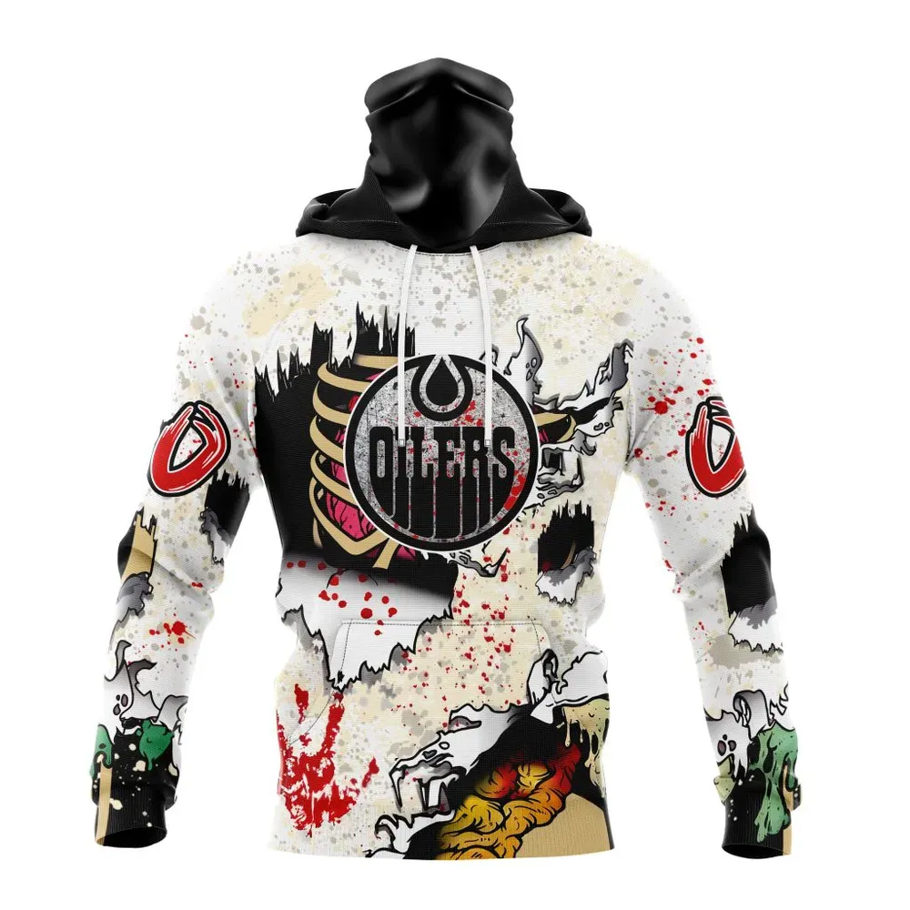 NHL Edmonton Oilers Special Zombie Style For Halloween St2304 Mask Hoodie