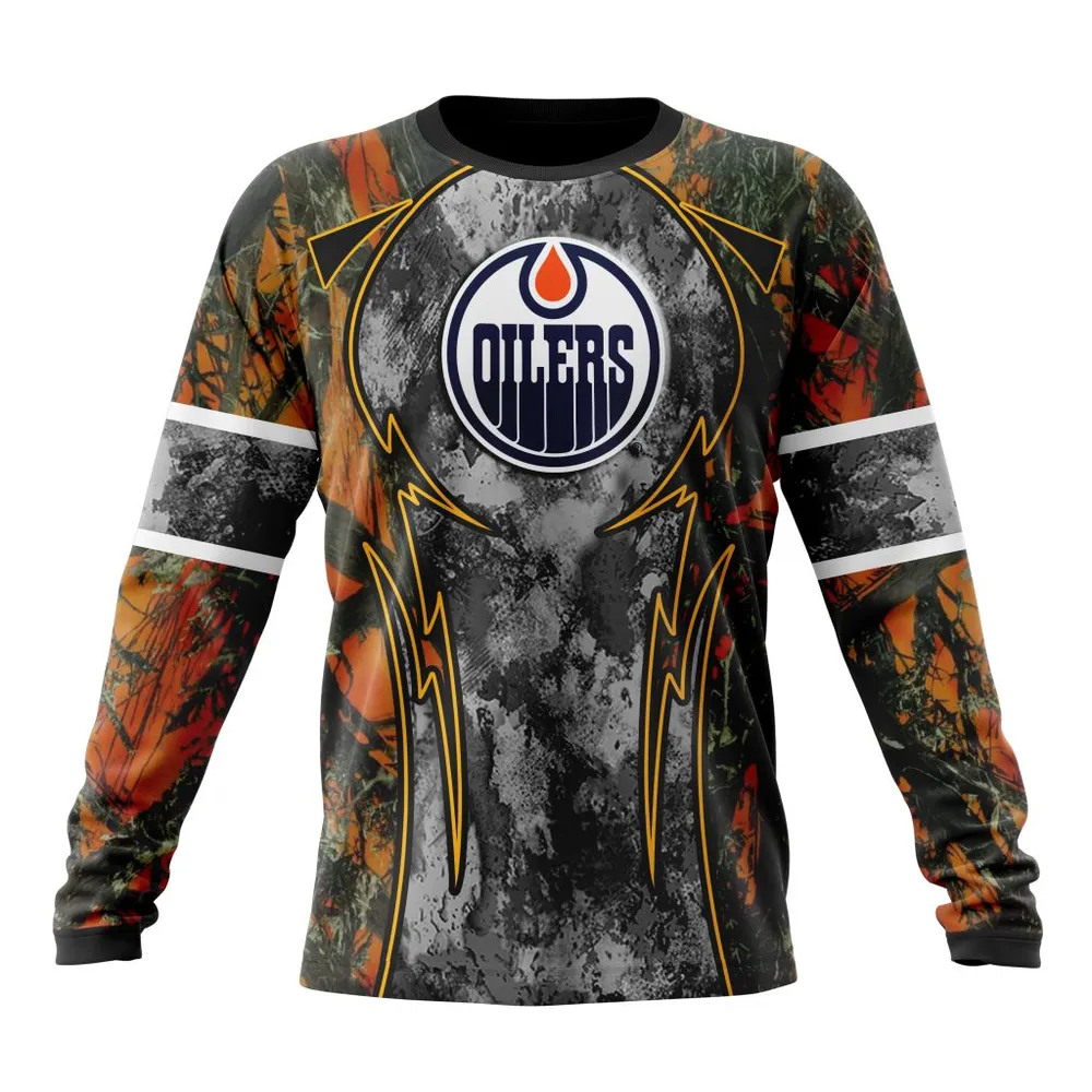 NHL Edmonton Oilers | Specialized Design Wih Camo Concepts For Hungting In Forest Long Sleeved Sweatshirt 