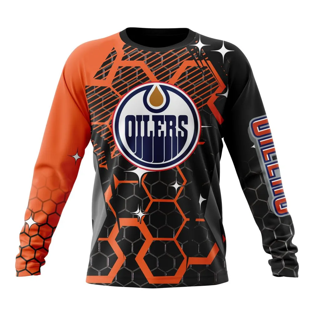 NHL Edmonton Oilers | Specialized Design With Motocross Syle V0222 Long Sleeved Sweatshirt 