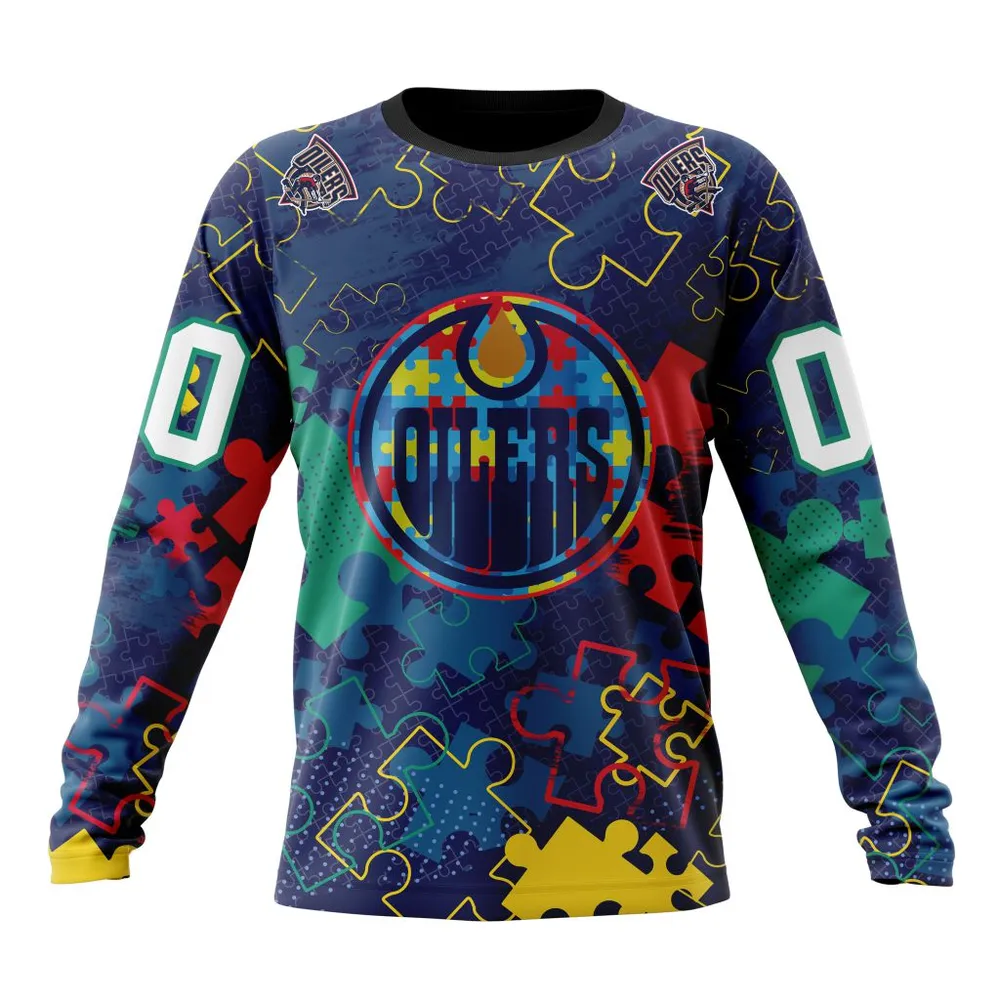 NHL Edmonton Oilers | Specialized Fearless Aganst Autism Long Sleeved Sweatshirt 