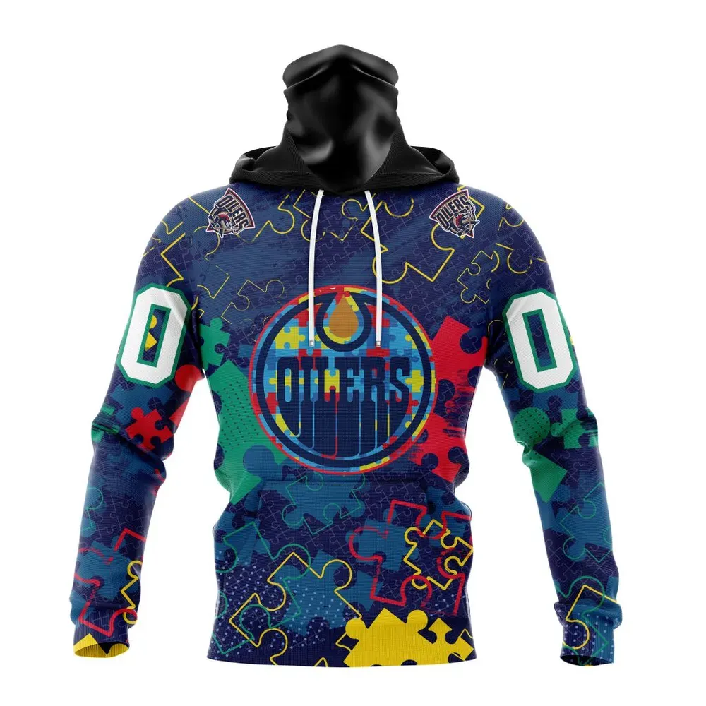 NHL Edmonton Oilers | Specialized Fearless Aganst Autism Mask Hoodie