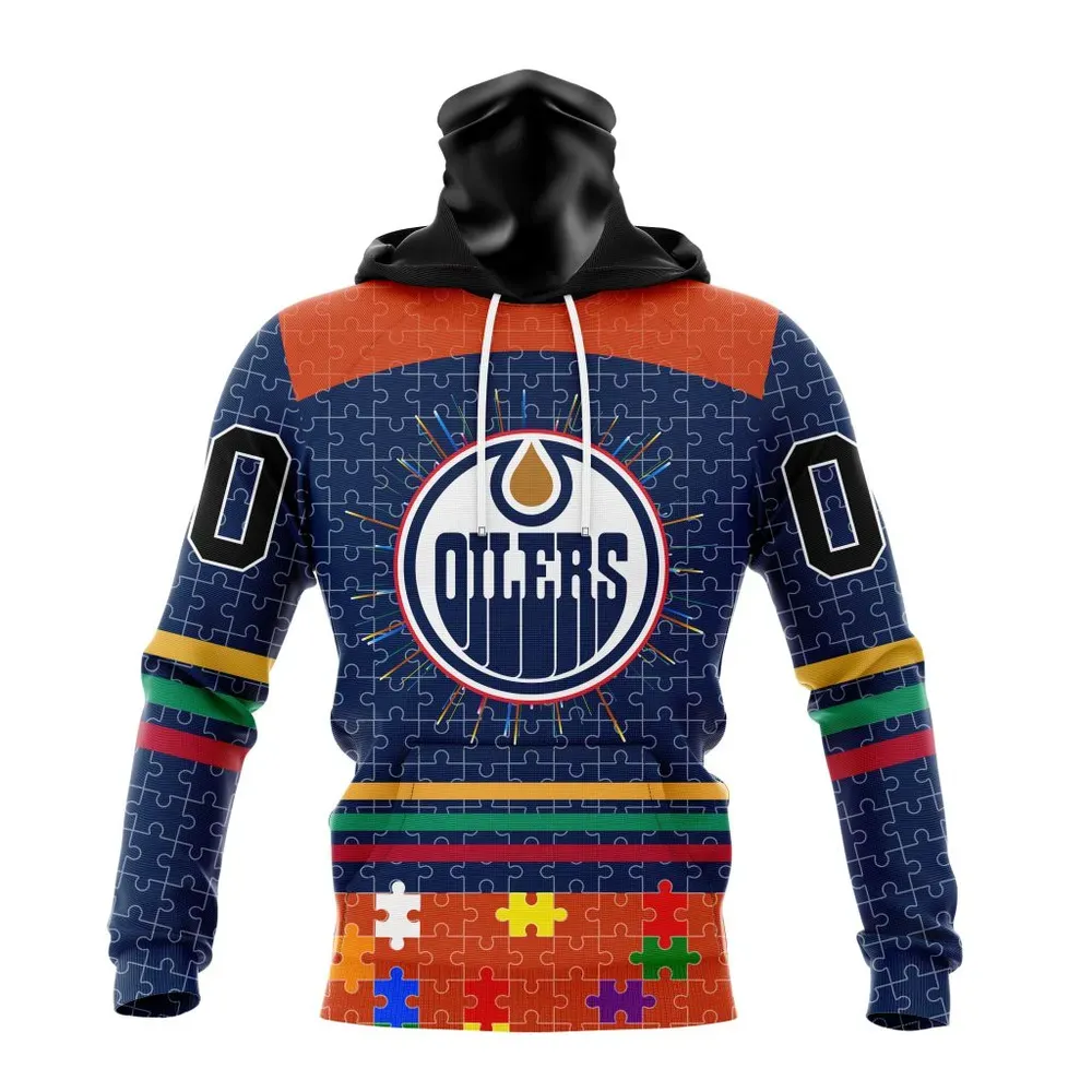 NHL Edmonton Oilers | Specialized Fearless Aganst Autism V0122 Mask Hoodie