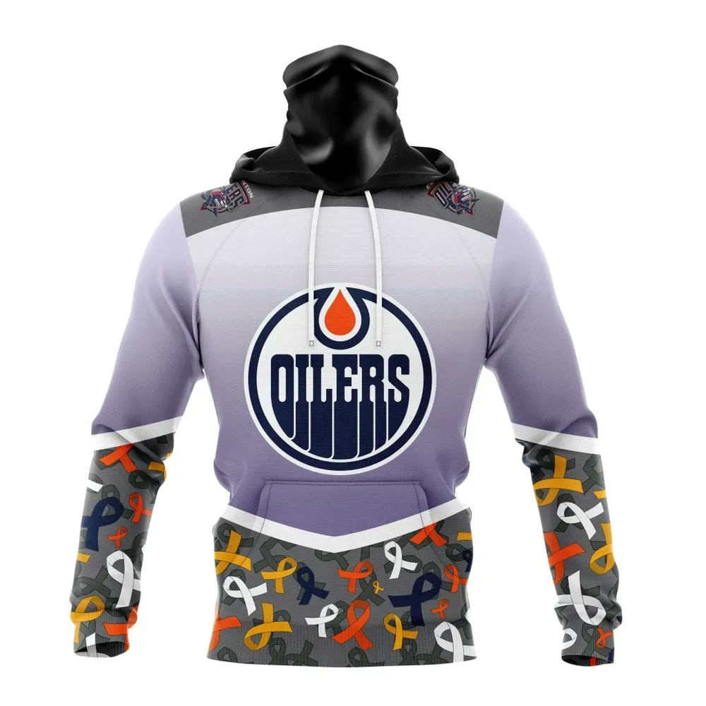 NHL Edmonton Oilers | Specialized Sport Fights Again All Cancer V0122 Mask Hoodie