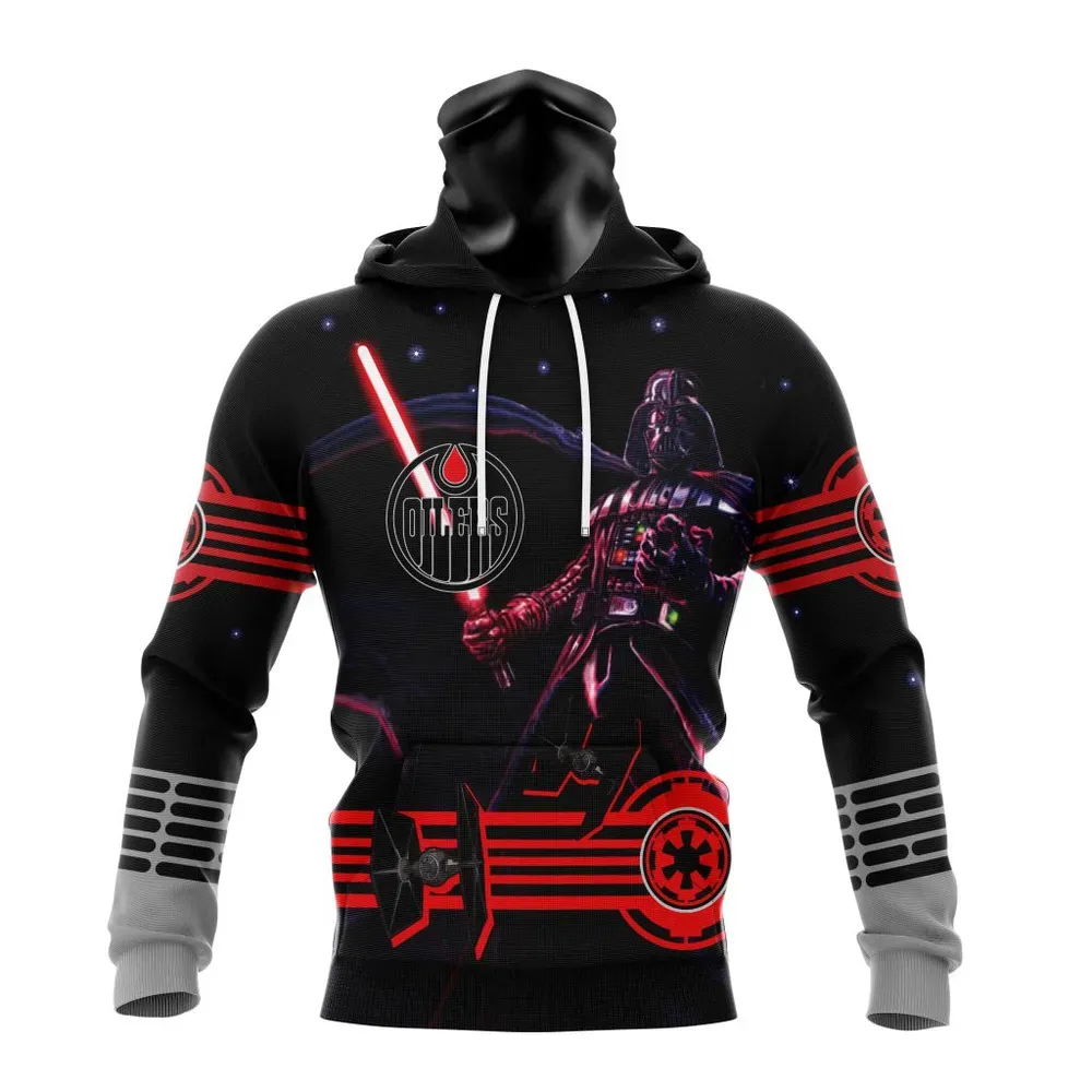 NHL Edmonton Oilers | Specialized Starwar Darth Vader Version Jersey Mask Hoodie