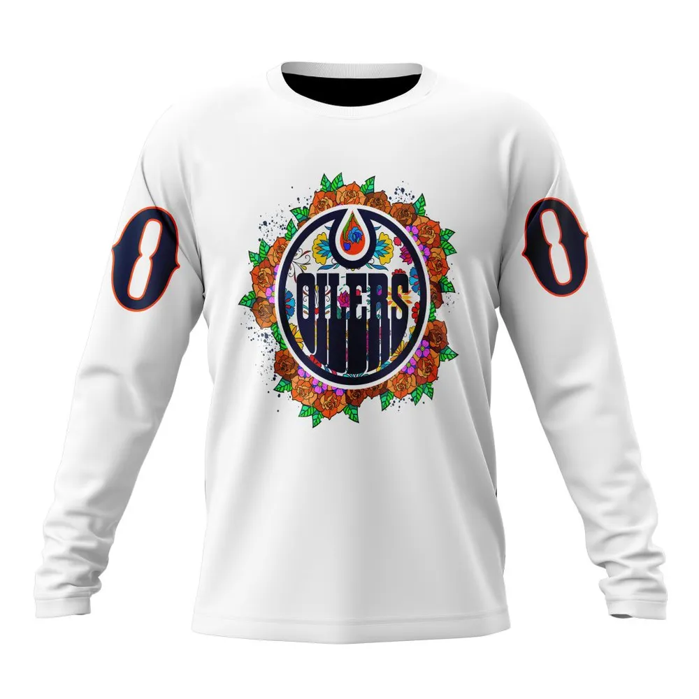 NHL Edmonton Oilers | Specialized Unisex Kits Dia De Muertos Long Sleeved Sweatshirt 