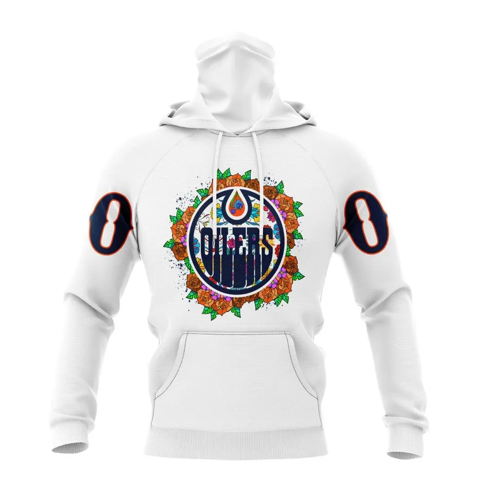 NHL Edmonton Oilers | Specialized Unisex Kits Dia De Muertos Mask Hoodie