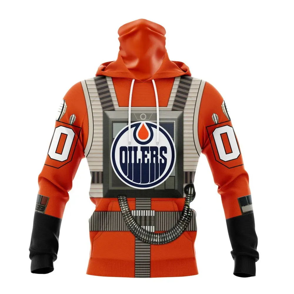 NHL Edmonton Oilers Star Wars Rebel Pilot Design St2201 Mask Hoodie