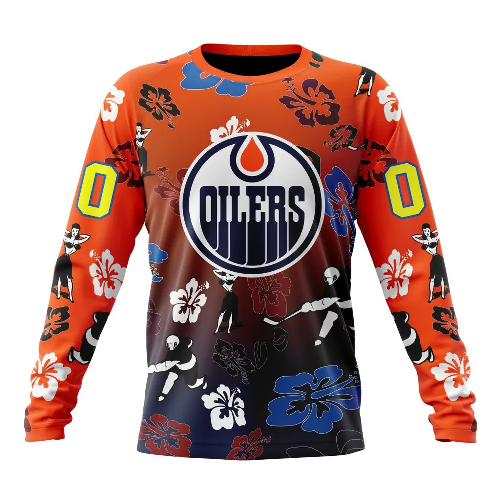 NHL Edmonton Oilers X Hawaii Specialized Design For Hawaiia V0122 Long Sleeved Sweatshirt 