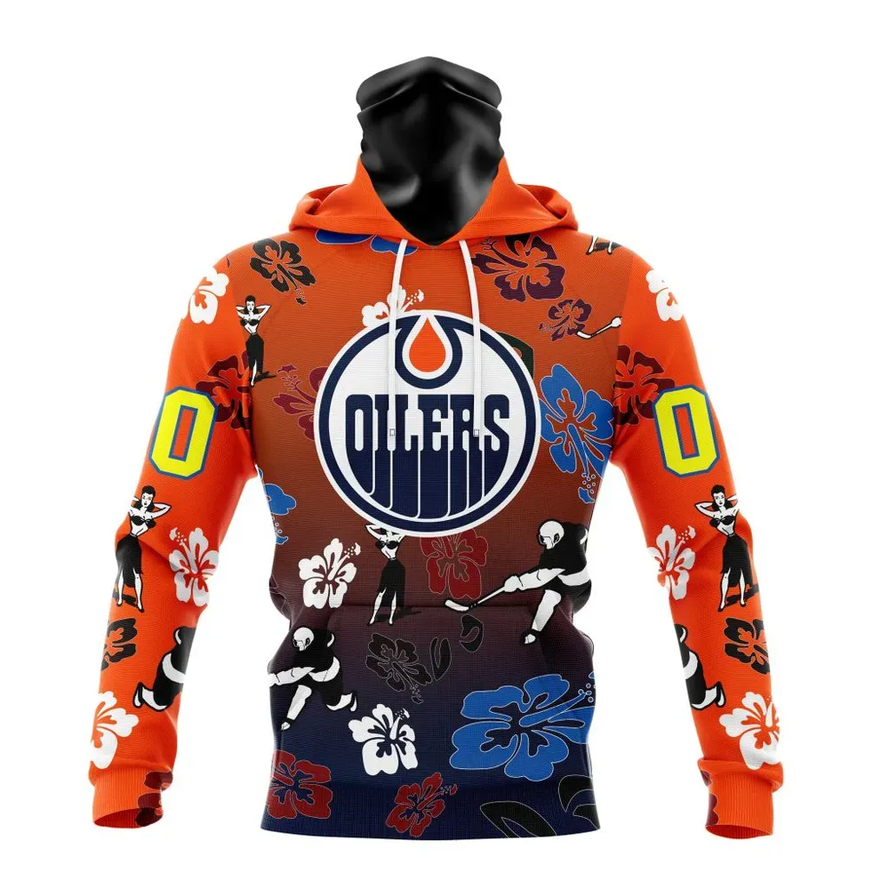 NHL Edmonton Oilers X Hawaii Specialized Design For Hawaiia V0122 Mask Hoodie