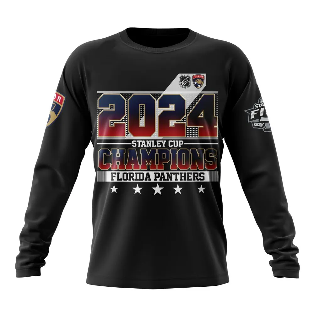 NHL Florida Panthers 2024 Stanley Cup Champions Black Kits Long Sleeved Sweatshirt 