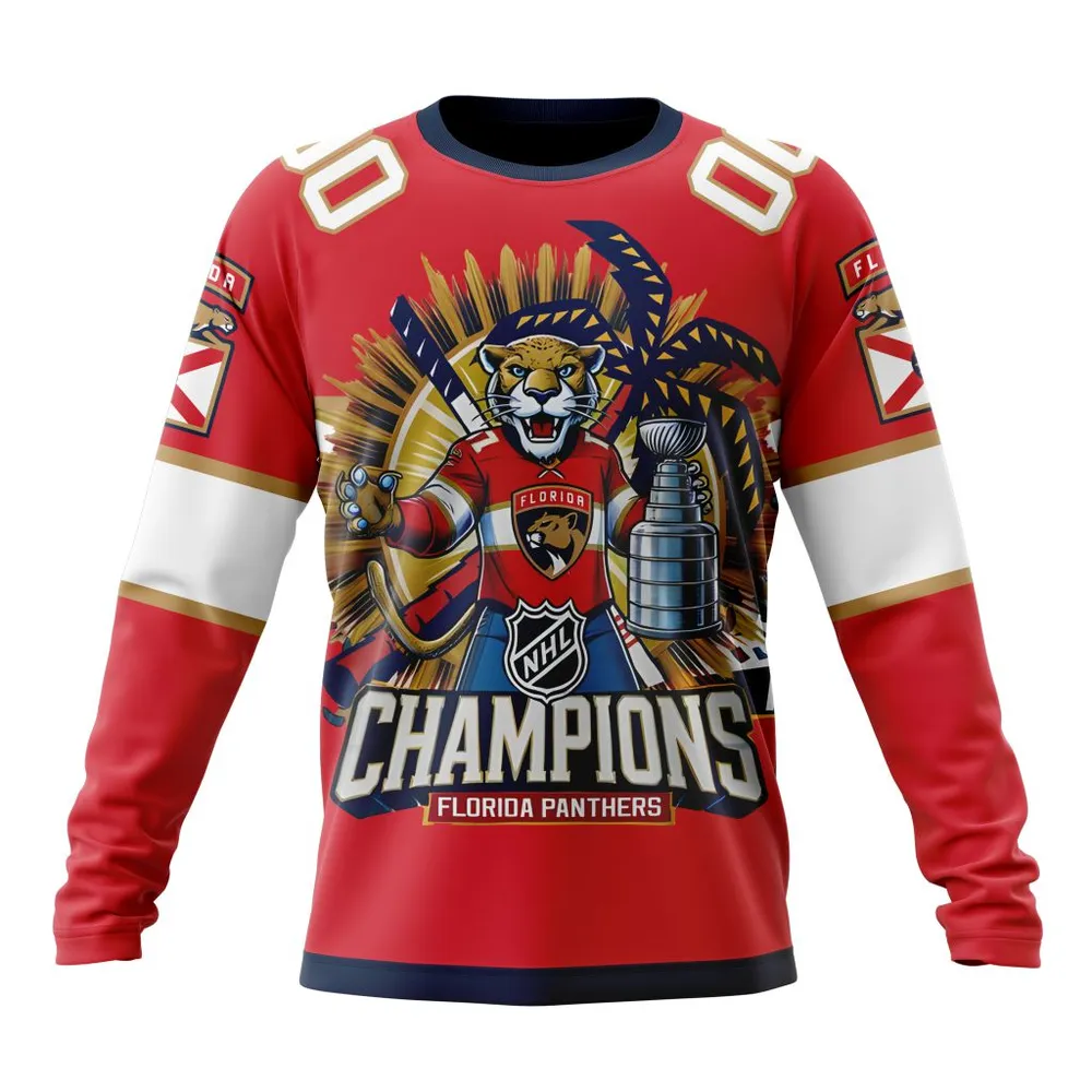 NHL Florida Panthers 2024 Stanley Cup Champions Home Kits Long Sleeved Sweatshirt 