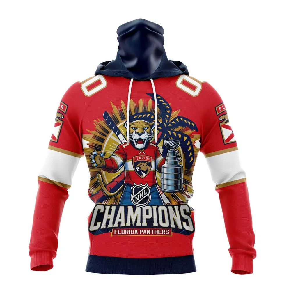 NHL Florida Panthers 2024 Stanley Cup Champions Home Kits Mask Hoodie