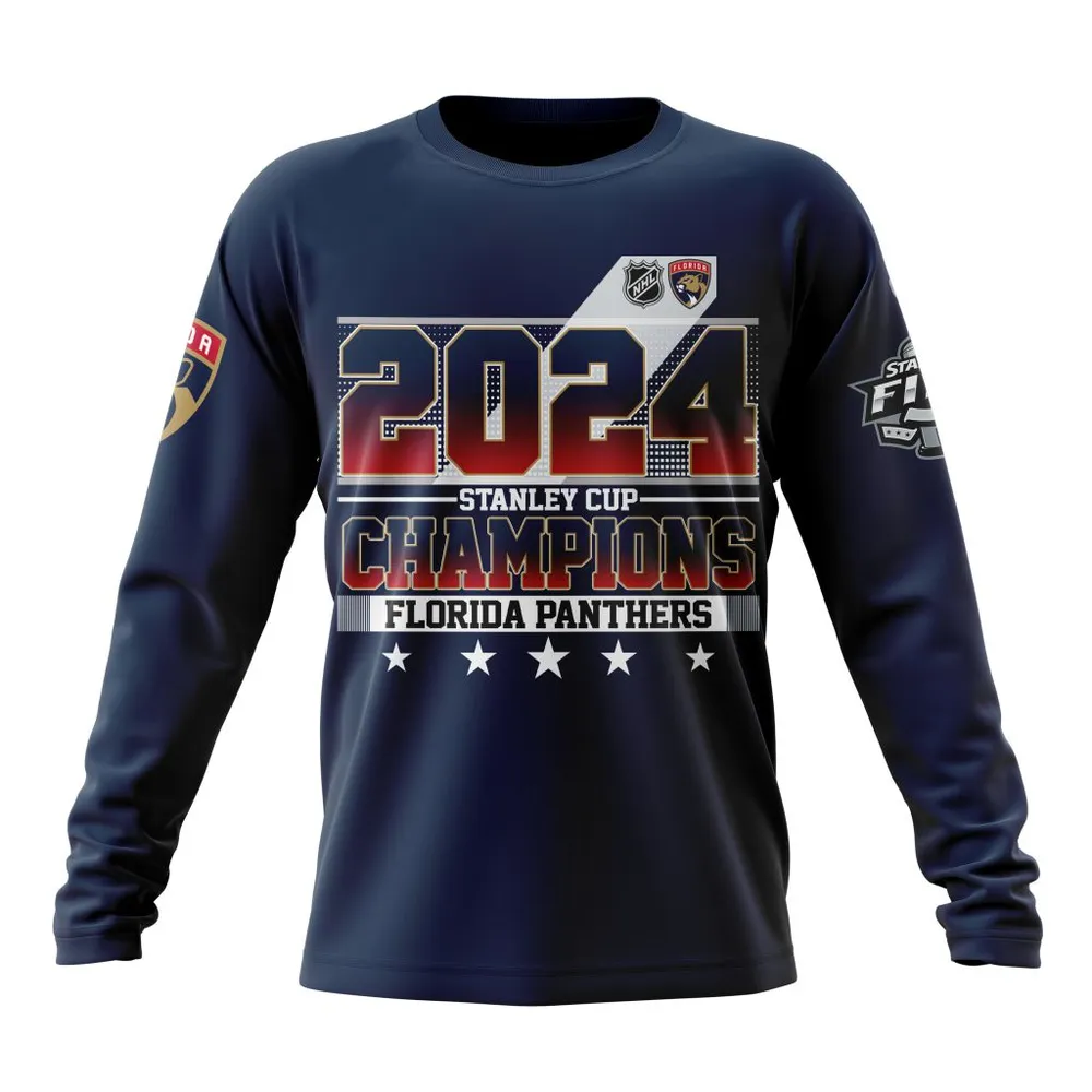 NHL Florida Panthers 2024 Stanley Cup Champions Navy Kits Long Sleeved Sweatshirt 