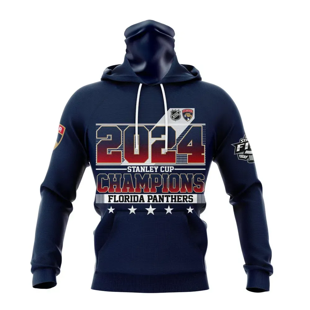 NHL Florida Panthers 2024 Stanley Cup Champions Navy Kits Mask Hoodie