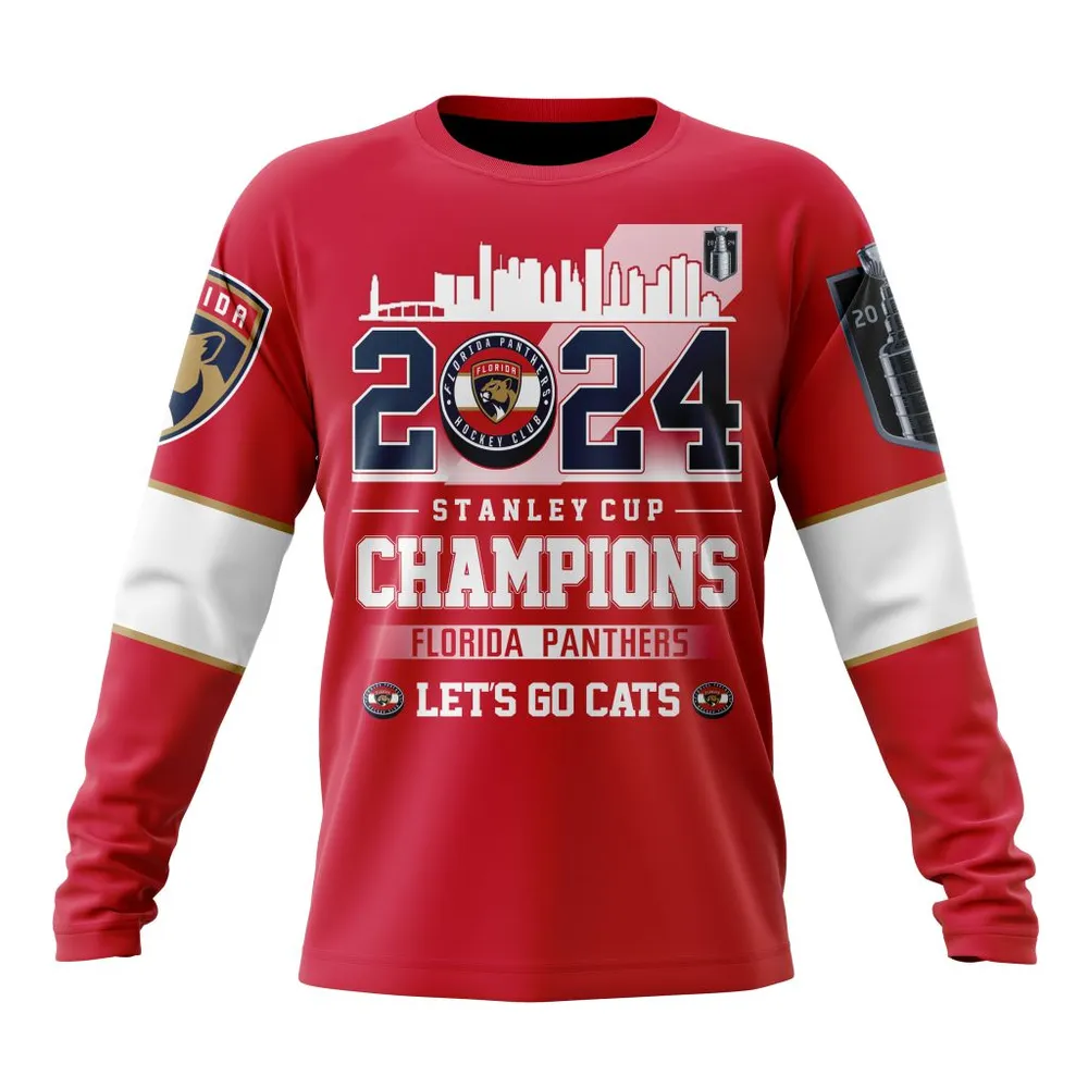 NHL Florida Panthers 2024 Stanley Cup Champions Red Kits Long Sleeved Sweatshirt 