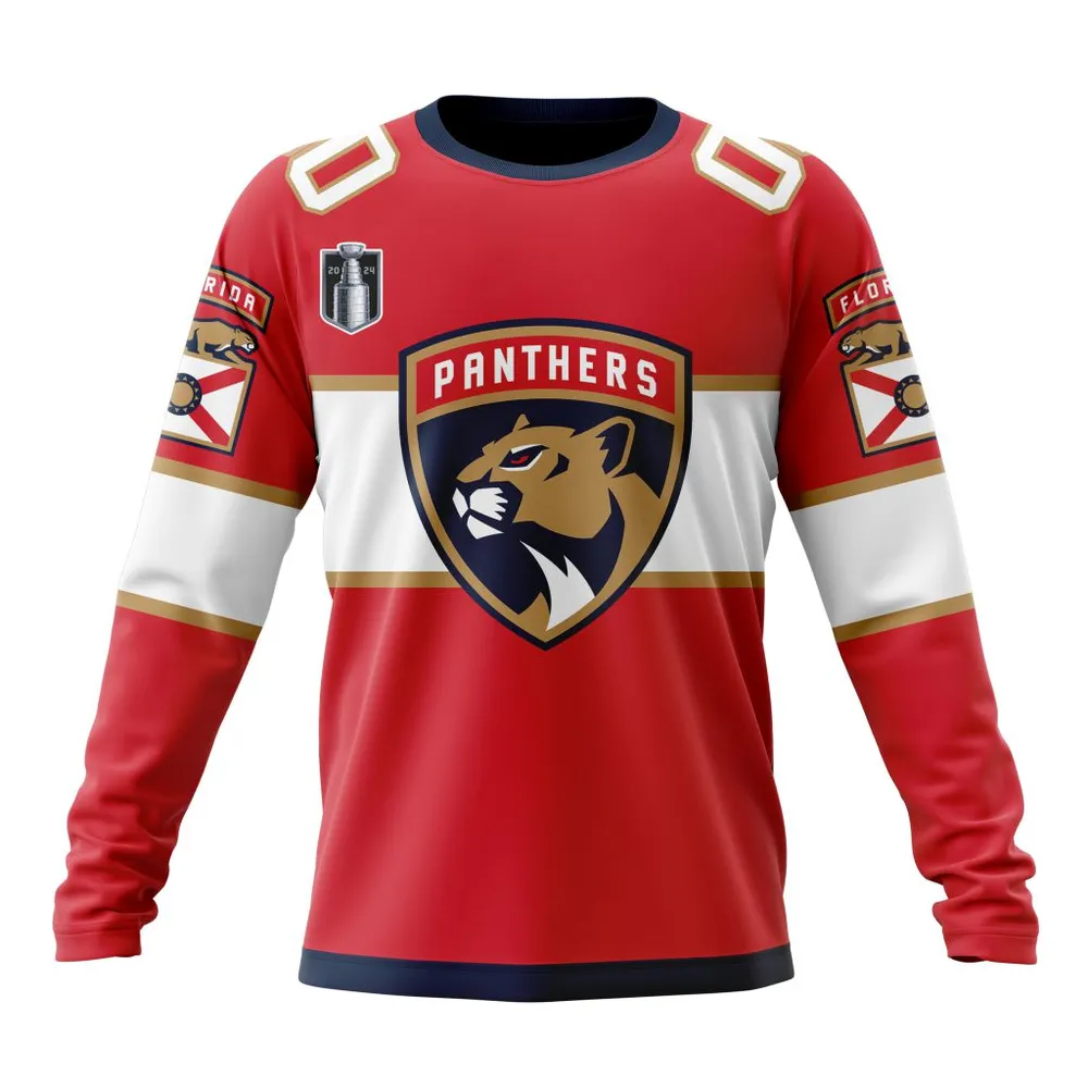 NHL Florida Panthers 2024 Stanley Cup Final Home Kits Long Sleeved Sweatshirt 