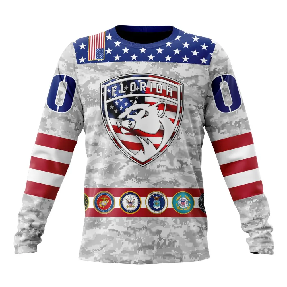 NHL Florida Panthers Armed Forces Appreciation St2201 Long Sleeved Sweatshirt 