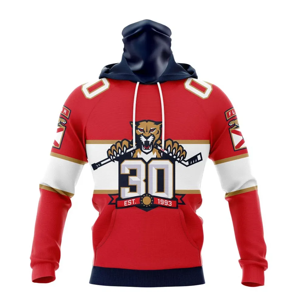 NHL Florida Panthers Home With 30Th Anniversary Logo Mask Hoodie