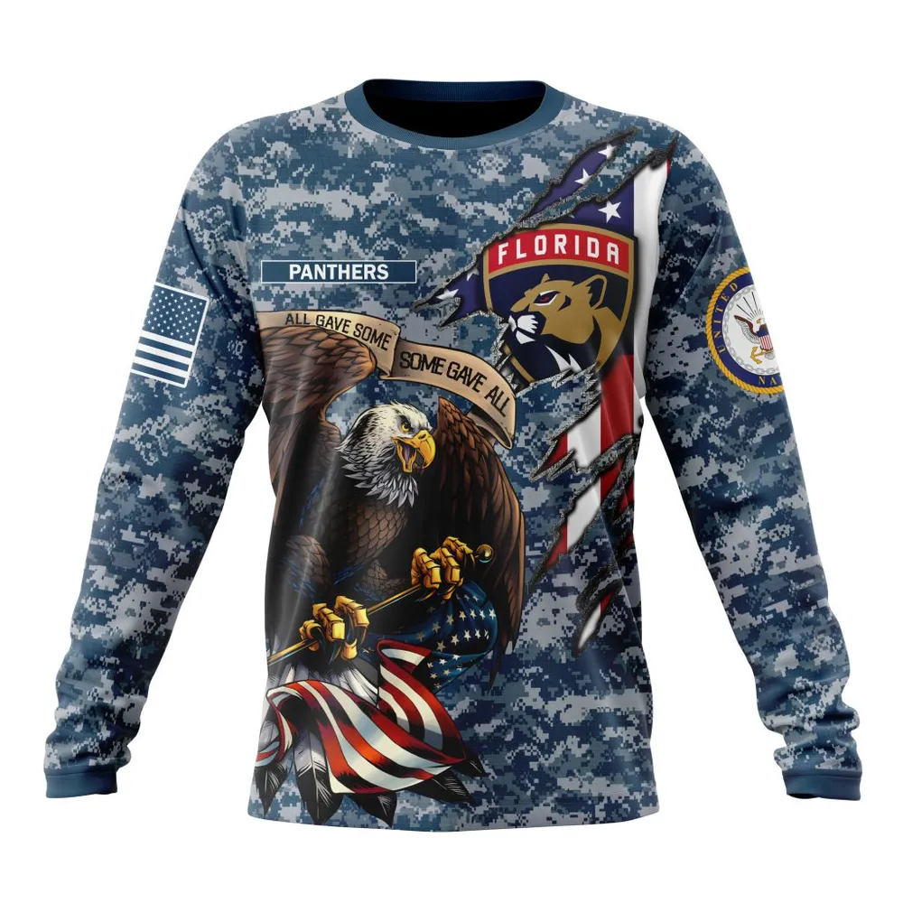 NHL Florida Panthers Honor Us Navy Veterans St2202 Long Sleeved Sweatshirt 