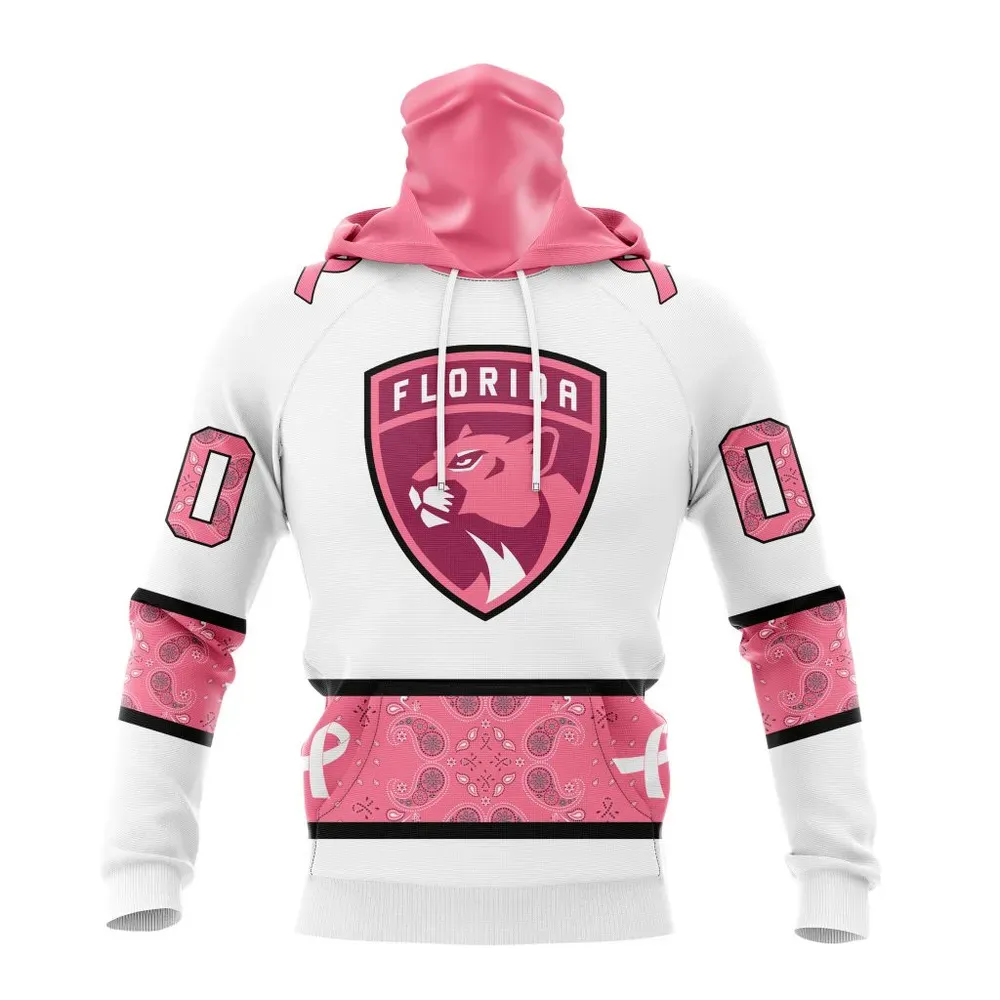 NHL Florida Panthers In Classic Style With Paisley! In October We Wear Pink Breast Cancer Mask Hoodie