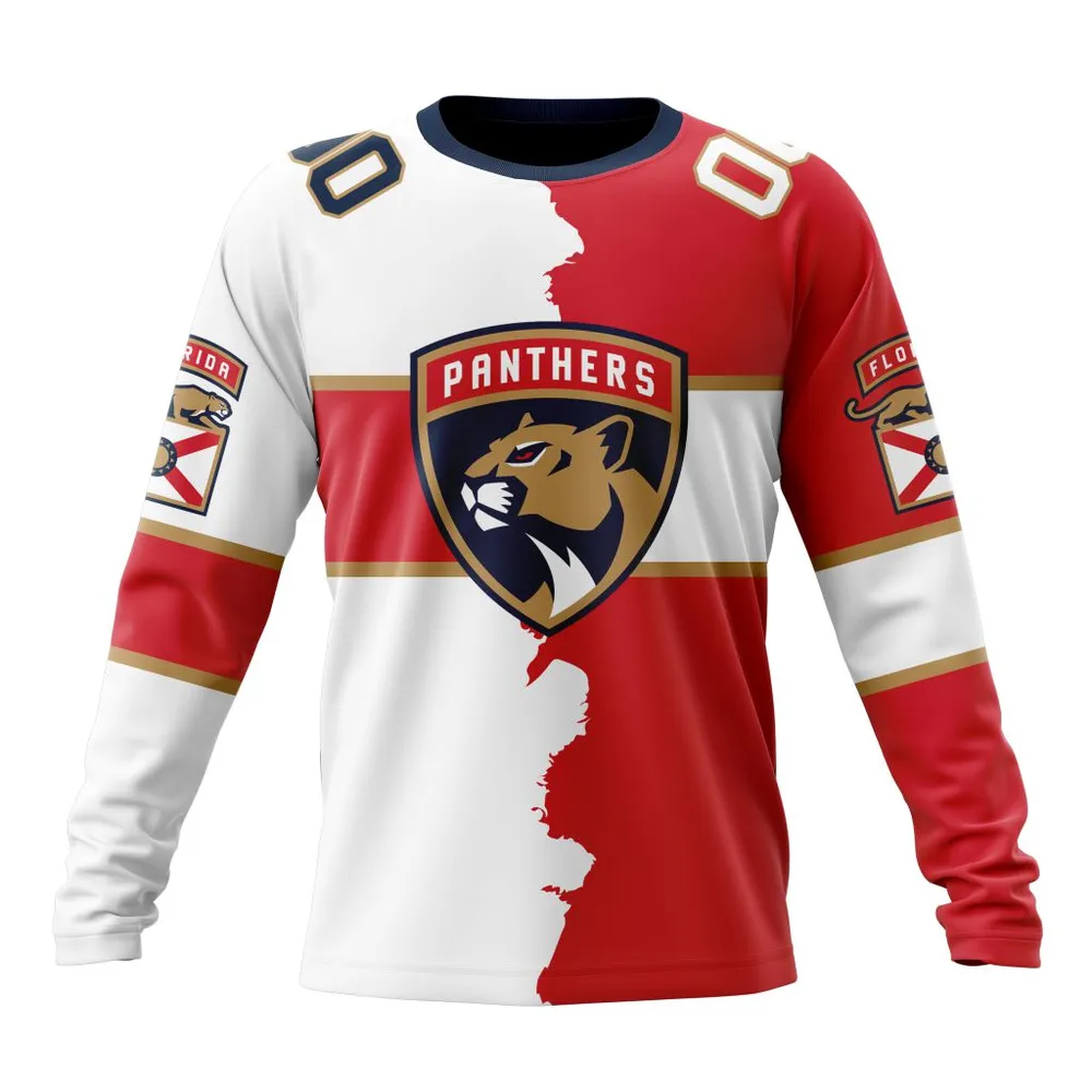 NHL Florida Panthers Personalize Home Mix Away Kits Long Sleeved Sweatshirt 