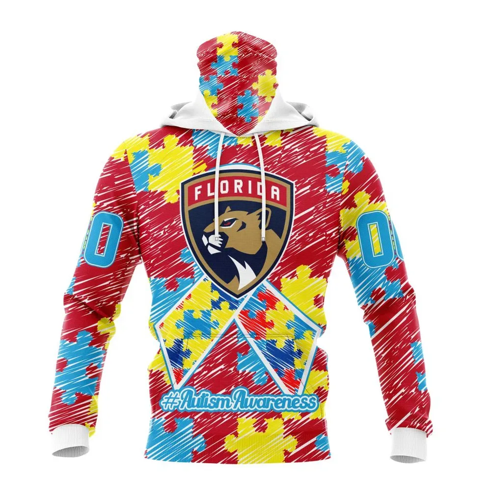 NHL Florida Panthers Special Autism Awareness Design St2201 Mask Hoodie