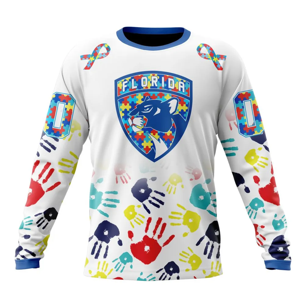 NHL Florida Panthers Special Autism Awareness Design St2203 Long Sleeved Sweatshirt 