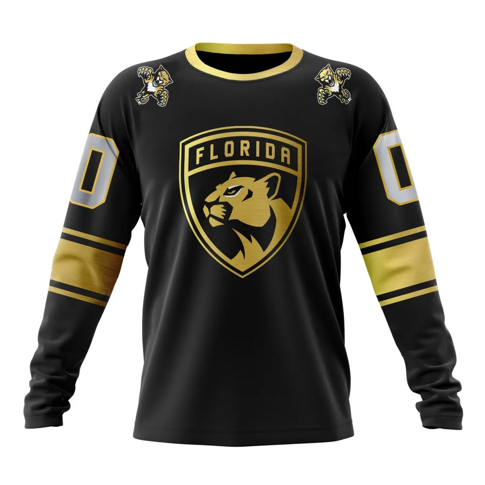 NHL Florida Panthers Special Black And Gold Design St2401 Long Sleeved Sweatshirt 