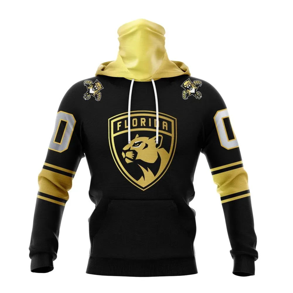 NHL Florida Panthers Special Black And Gold Design St2401 Mask Hoodie