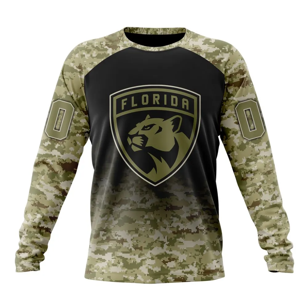 NHL Florida Panthers Special Camo Design For Veterans Day St2302 Long Sleeved Sweatshirt 