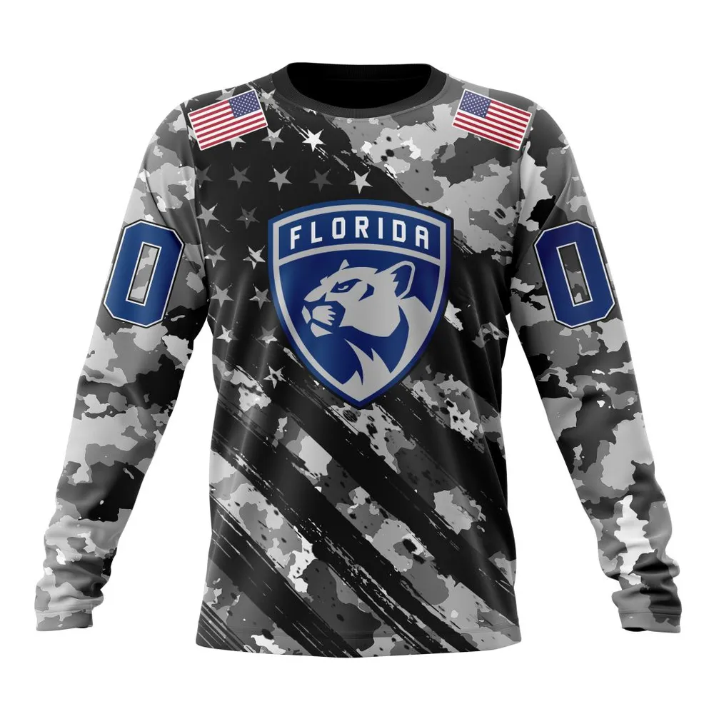 NHL Florida Panthers Special Camo Military Design St2301 Long Sleeved Sweatshirt 