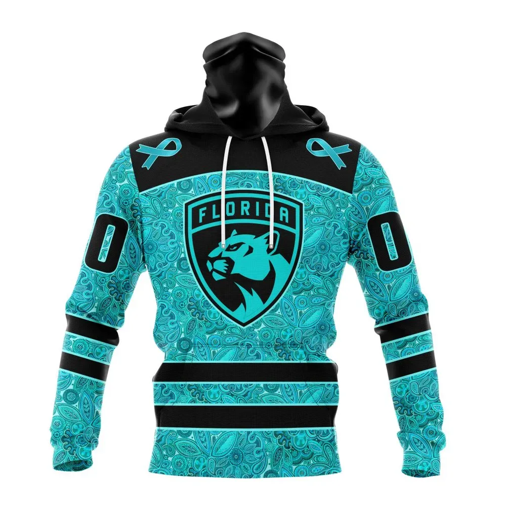 NHL Florida Panthers Special Design Fight Ovarian Cancer St2201 Mask Hoodie