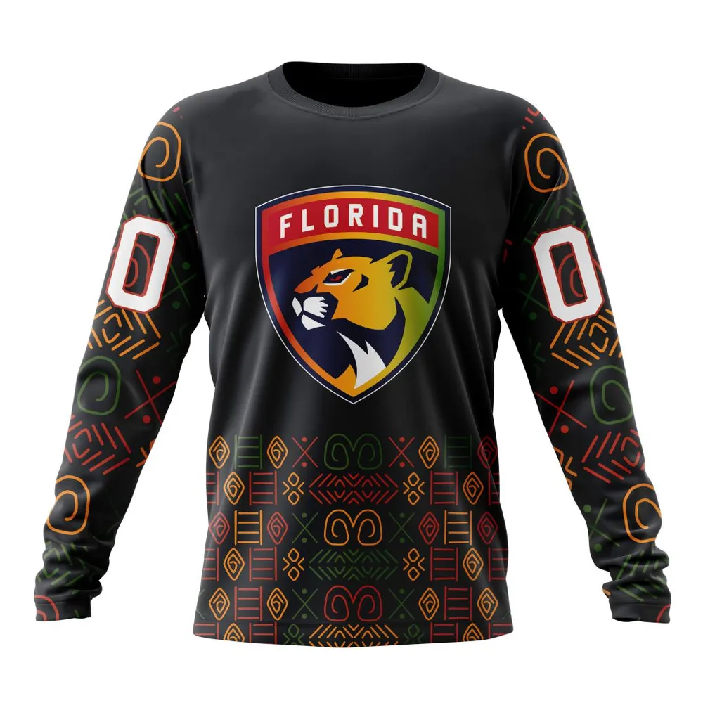 NHL Florida Panthers Special Design For Black History Month St2401 Long Sleeved Sweatshirt 