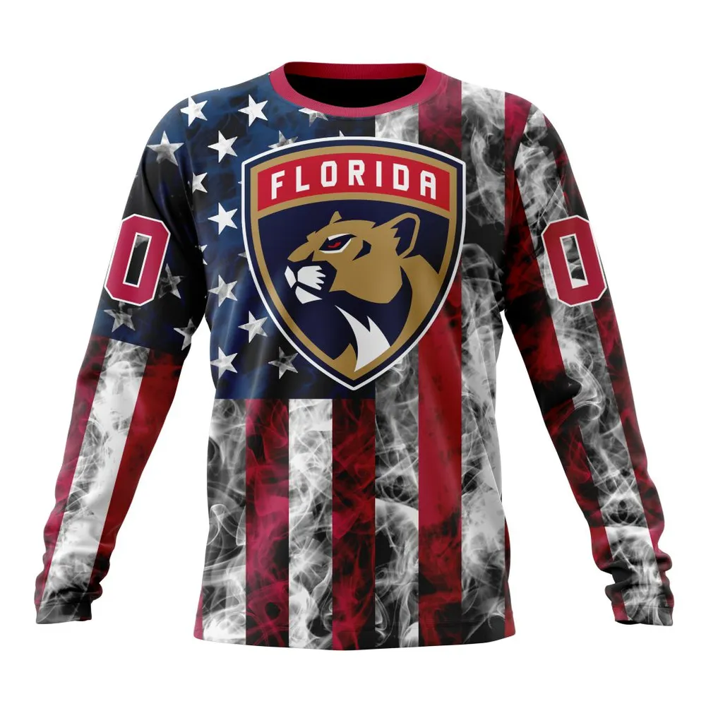 NHL Florida Panthers Special Design For Independence Day The Fourth Of July St2401 Long Sleeved Sweatshirt 