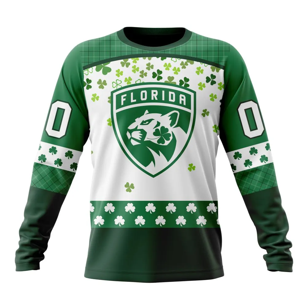 NHL Florida Panthers Special Design For St. Patrick Day St2401 Long Sleeved Sweatshirt 