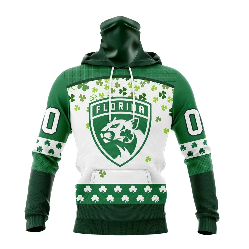 NHL Florida Panthers Special Design For St. Patrick Day St2401 Mask Hoodie