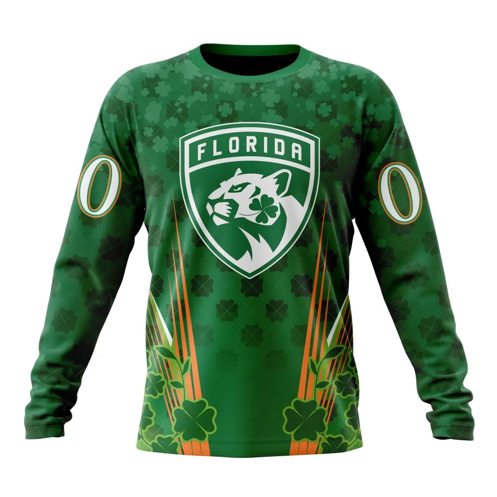 NHL Florida Panthers Special Design For St. Patrickâ€™S Day St2402 Long Sleeved Sweatshirt 