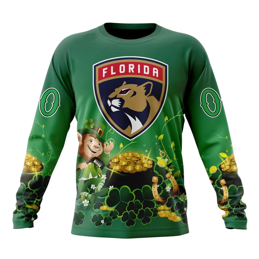 NHL Florida Panthers Special Design For St. Patrickâ€™S Day St2403 Long Sleeved Sweatshirt 