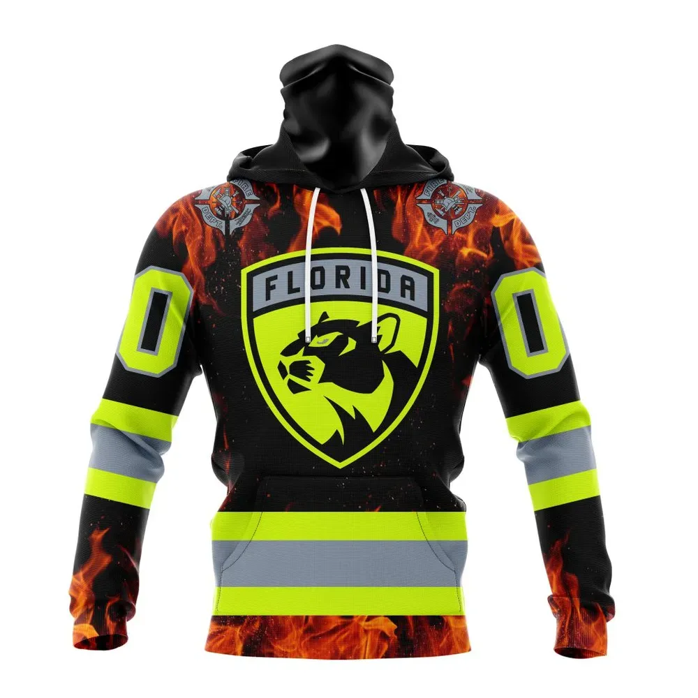 NHL Florida Panthers Special Design Honoring Firefighters St2401 Mask Hoodie